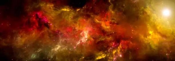 Photo of A nebula in bright colors in deep space. Science fiction wallpapers.