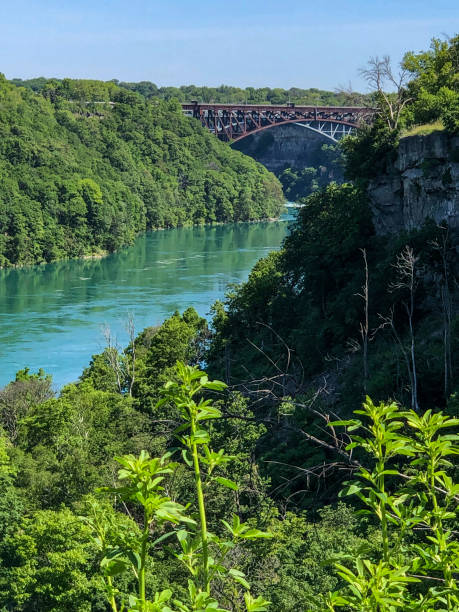 istock Two metal bridges downstream from Niagara Falls 1327191181