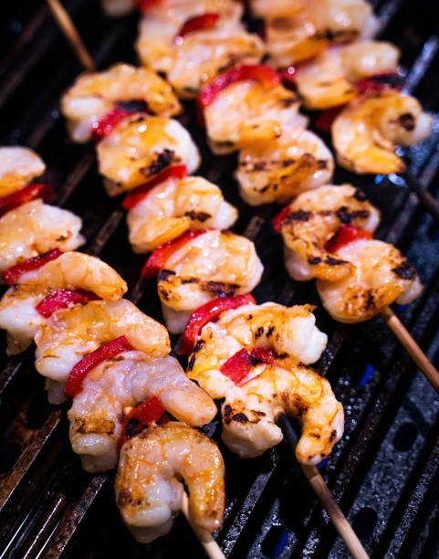 istock Cooking Shrimp Skewers on the grill 1327192909