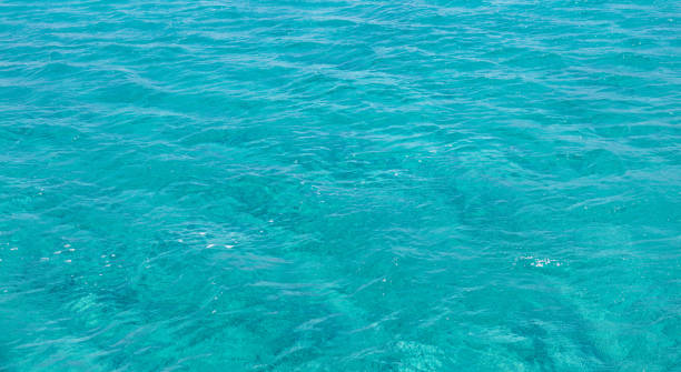istock Sea surface blue turquoise color background, some reflections. Calm crystal clear water with small ripples. 1327198364