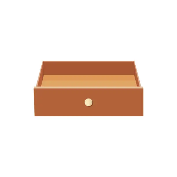 Vector illustration of Wood Drawer Flat Design. Vector Illustration