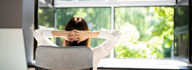 istock Open Window In Office. Breathing Fresh Air 1327202321