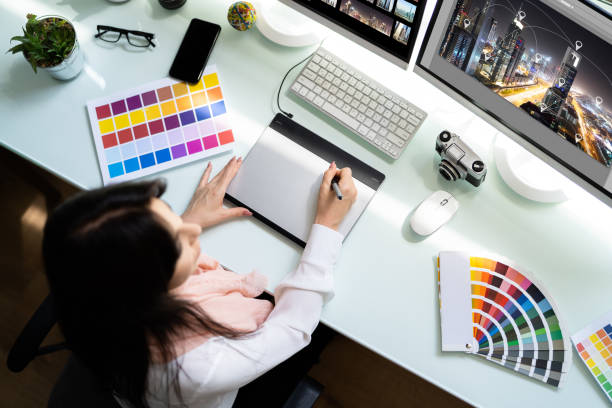 istock Professional Graphic Designer Woman Working 1327202436