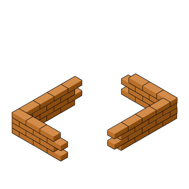 ilustrações de stock, clip art, desenhos animados e ícones de red brick wall of house. element of building construction. corner of stone object. - corner stone wall brick