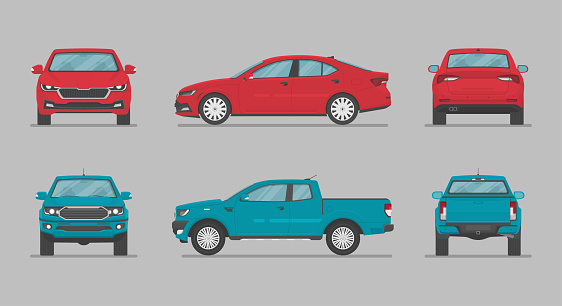 Car Front Side Rear View Cars From Different Sides Side View Front View Back View Top View Stock ...