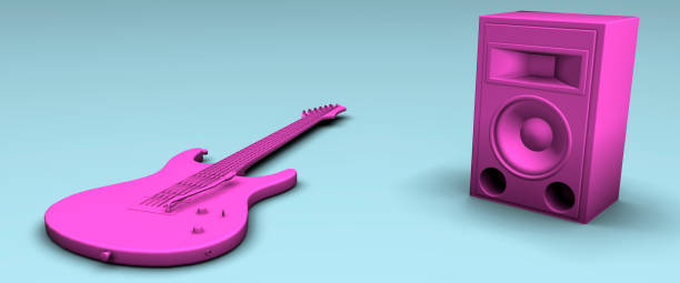 istock Electric guitar and speaker concept 3d render 1327212130