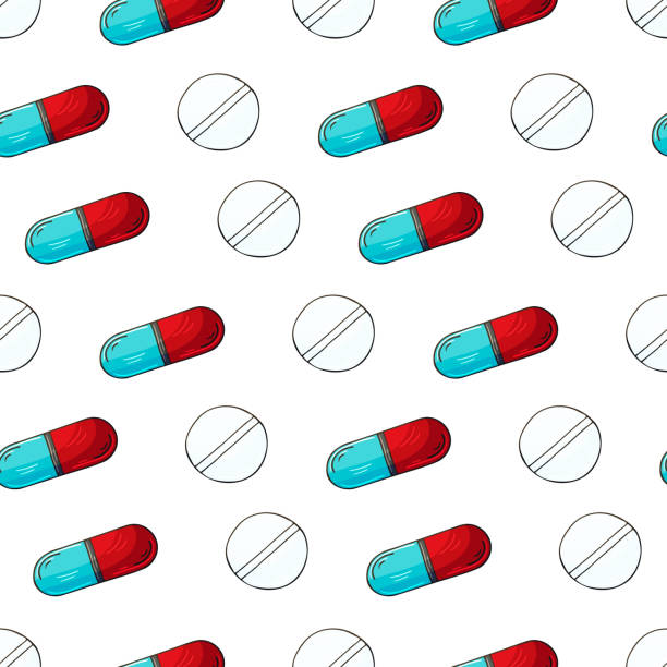 istock Cartoon medical drugs in hand draw style. Seamless pattern on a white background 1327212957