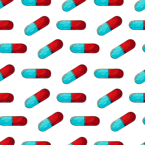 istock Cartoon medical drugs in hand draw style. Seamless pattern on a white background. Background for packaging 1327212973