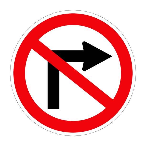 istock Traffic sign NO RIGHT TURN on white background, illustration 1327216733