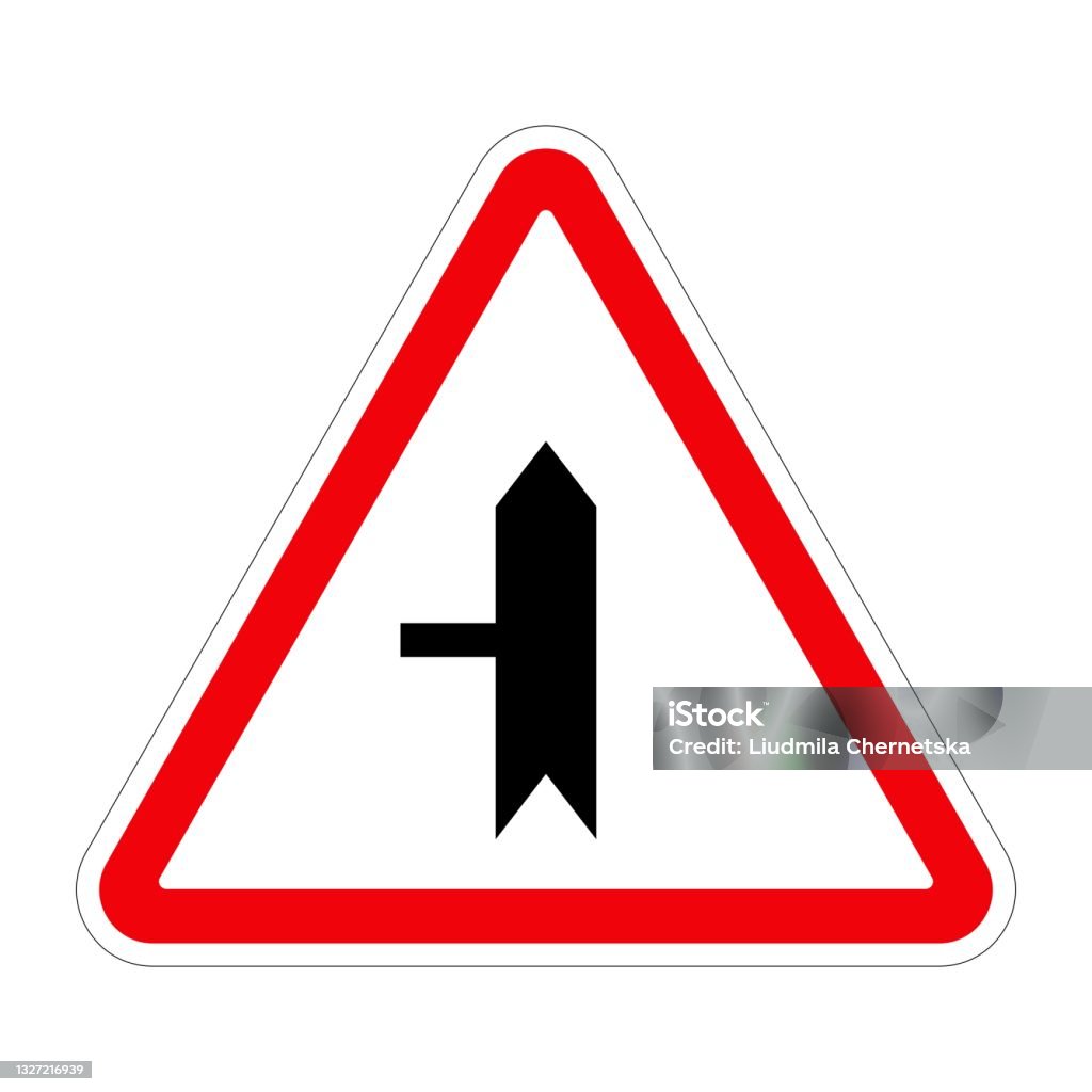 Left Junction Sign Pdf Traffic Sign Left Junction On White Background Illustration Stock ...