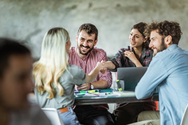 istock Successful deal at casual office! 1327217984