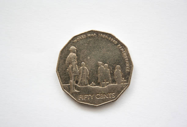 istock Second World War remembrance Australian fifty cents coin 1327219674