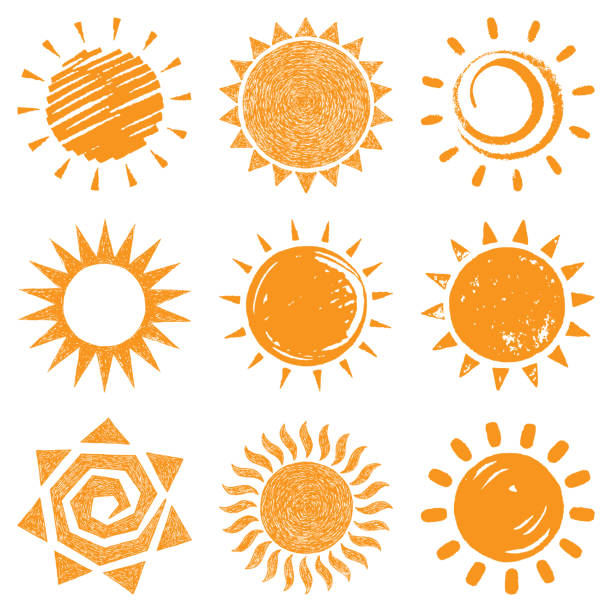 sonnensymbole - sun sunlight symbol sphere stock-grafiken, -clipart, -cartoons und -symbole