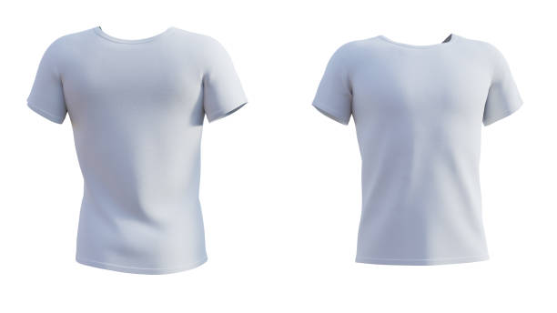 istock white T-shirt isolated on white background. 3D Rendering 1327227484