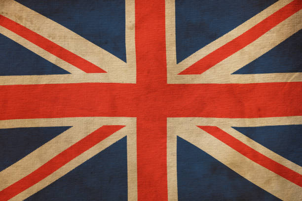 antiga safra resistiu à bandeira britânica da grã-bretanha - british flag flag old fashioned retro revival - fotografias e filmes do acervo