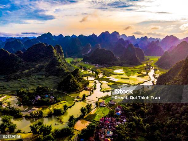 Colorful Rice Field In Autumn Nothern Vietnam Stock Photo - Download Image Now - Guizhou Province, Hill, Farm