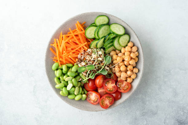istock Overhead view of buddha bowl salad 1327229296