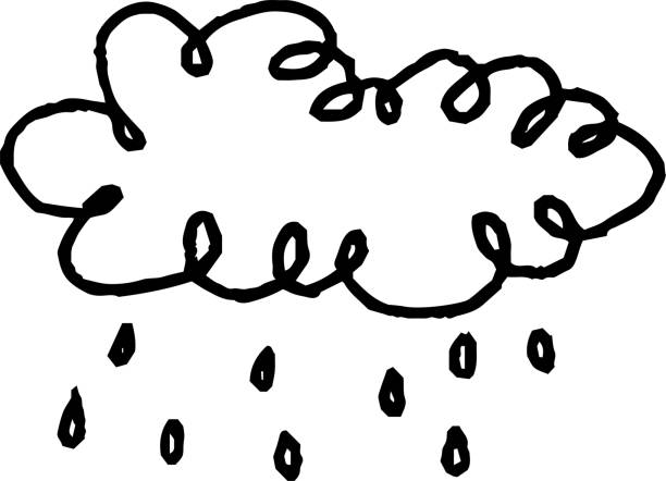 ilustrações de stock, clip art, desenhos animados e ícones de monochrome graffiti of rain clouds that children drew - weather meteorologist meteorology symbol