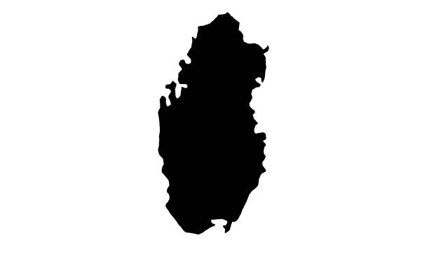 schwarze silhouettenkarte des landes katar im nahen osten - argentina qatar stock-grafiken, -clipart, -cartoons und -symbole