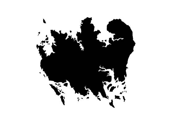 ilustrações de stock, clip art, desenhos animados e ícones de black silhouette map of batam city in riau archipelago - topography map contour drawing outline
