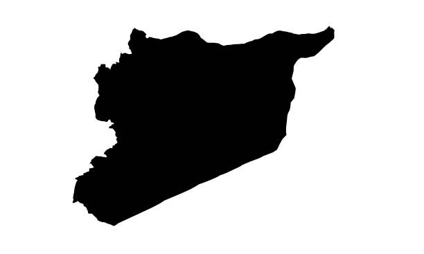 schwarze silhouettenkarte des landes syrien im nahen osten - argentina qatar stock-grafiken, -clipart, -cartoons und -symbole