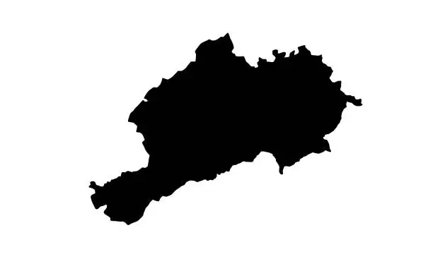 Vector illustration of Black silhouette map of Afyonkarahisar city in Turkey