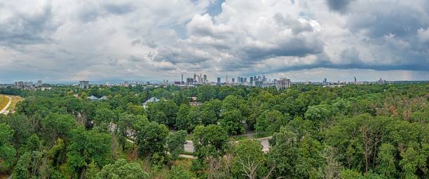 istock Drone panorama over the Frankfurt skyline taken from the south during an approaching thunderstorm at daytime 1327232013