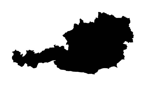 ilustrações de stock, clip art, desenhos animados e ícones de black silhouette map of austria country in europe - silhouette tirol innsbruck austria