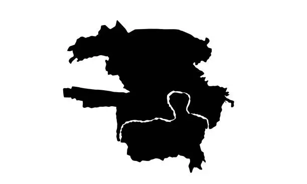 Vector illustration of black silhouette map of the city of Arad in Romania