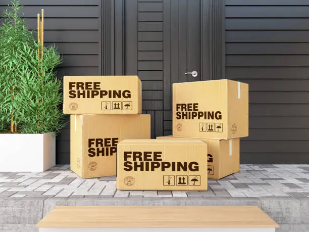 Photo of Free Shipping Cargo Boxes on Doorway