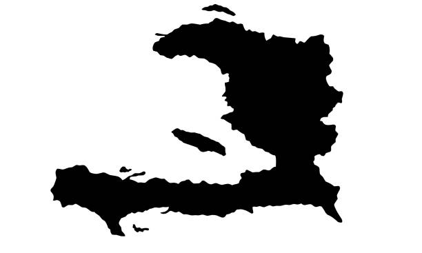 Black silhouette country map of Haiti in the Caribbean islands silhouette country map of Haiti in the Caribbean islands on white background jamaica map island illustration and painting stock illustrations