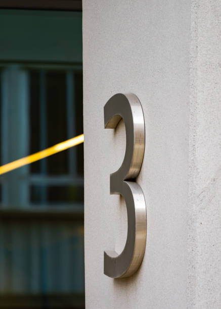 istock Number three text isolated 3D numeric 3 made from stainless steel chrome metal shiny and modern. 1327235147