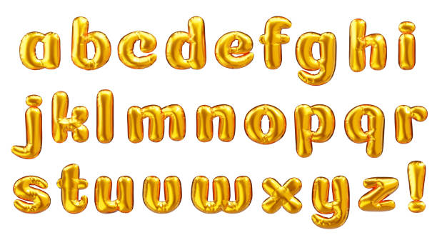 золотой шар алфавита нижний регистр буквы - lowercase letter stock illustrations