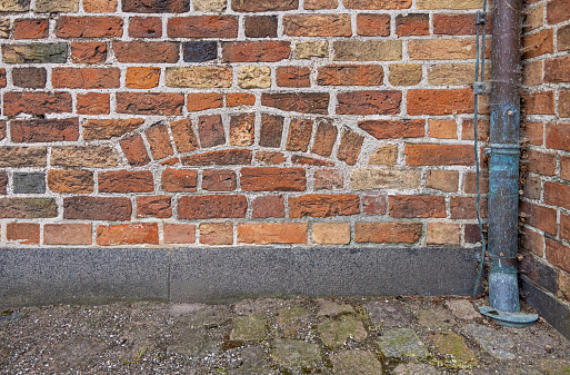 Walled up window in Nykøbing Falster Klosterkirke an old abbey church from 1419 which has been modified during the years