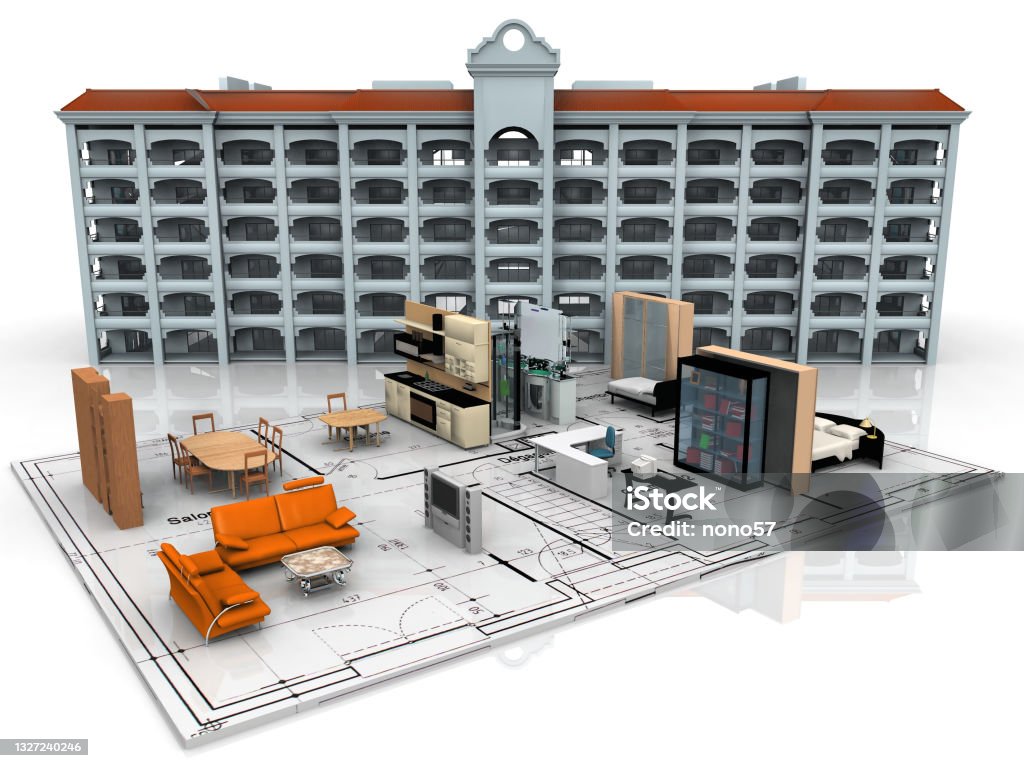 Inbuilt Plan Inside And Plan For A Building Stock Photo - Download Image Now ...