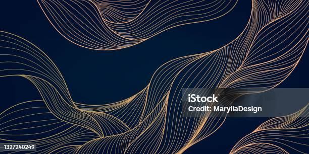 Vector Abstract Luxury Golden Wallpaper Wavy Line Art Background Art Deco  Pattern Texture For Print Fabric Packaging Design Vintage Stock  Illustration - Download Image Now - iStock