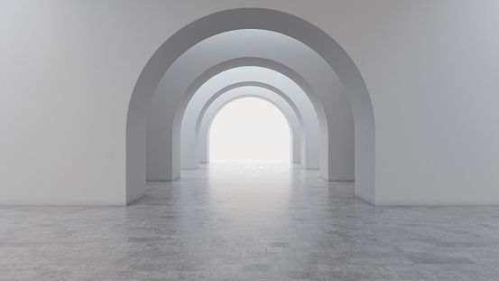 Abstract White Corridor. 3d render