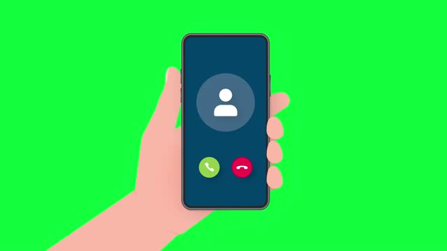 Three hands hold phones with call Incoming video call on screen on white background. Motion graphics.