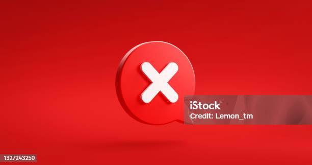 White Cross Check Mark Icon Button And No Or Wrong Symbol On Reject Cancel Sign Button Negative Checklist Background With Decline Option Box 3d Rendering Stock Photo - Download Image Now