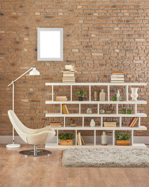 istock modern home interior working room with wooden bookshelf 1327243703