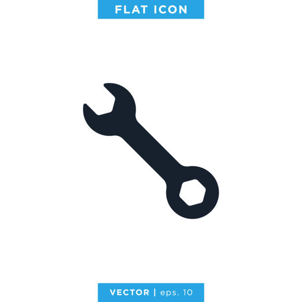 schraubenschlüssel icon vector stock illustration design vorlage. - wrench stock-grafiken, -clipart, -cartoons und -symbole