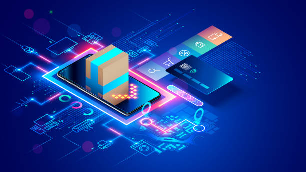 istock Shopping online. Internet shop in web on mobile phone. Online store service on smartphone browser with Icons of product. Payment, delivery of order from Internet marketplace. Concept e-commerce. 1327245423