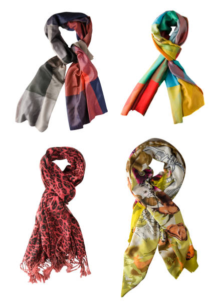 istock scarf summer. multicolored scarf. Scarf top view 1327246573