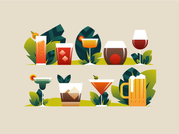 набор иллюстраций для напитков - lime juice illustrations stock illustrations