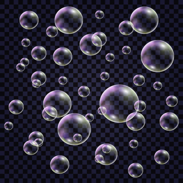 illustrazioni stock, clip art, cartoni animati e icone di tendenza di schiuma di bolle di sapone. sfondo con bolle arcobaleno colorate. illustrazione vettoriale - bubble bubble wand soda water