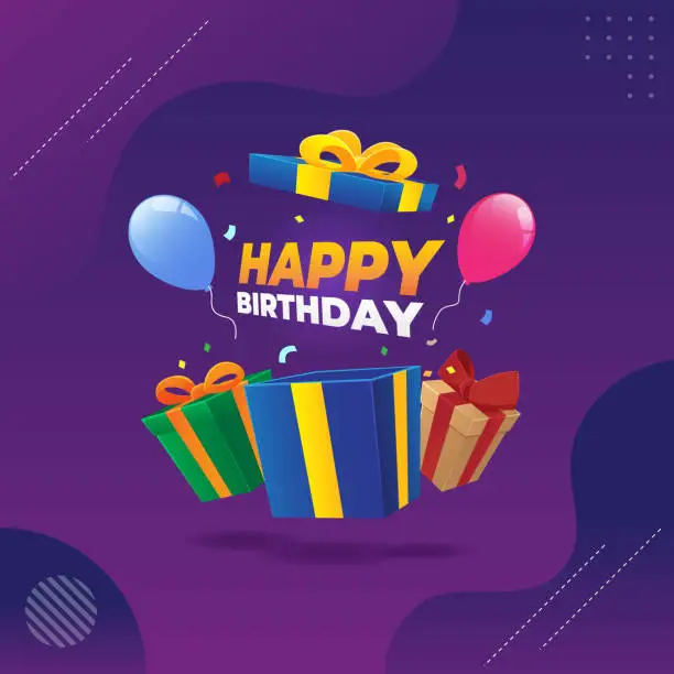 Vector illustration of happy birthday gift surprise vector illustration