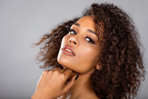 Beautiful afro woman with perfect make-up