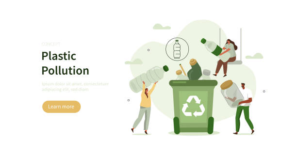 пластиковый мусор - green garbage bag stock illustrations