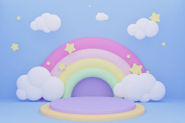 istock Minimal cute pastel cartoon style stage.3d illustration. 1327267255