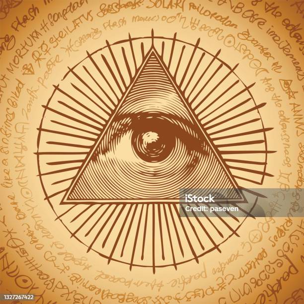 The Allseeing Eye Of God Sign In Triangle Pyramid Stock Illustration - Download Image Now - Illuminati, Eye, God